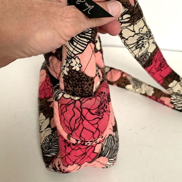 Vera Bradley Mocha Rouge Brown Pink Ecru Floral Quilted Crossbody Shoulder Bag - Picture 3 of 15